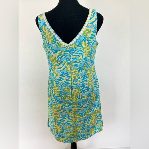 Vintage 90s Lilly Pulitzer Mimosa The Everglades Alligator Shift Dress - Size 8 - Picture 3 of 4
